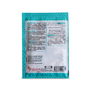 Back of Polen Food Vizyon P10 bread improver sachet showing multilingual ingredients and dosage instructions